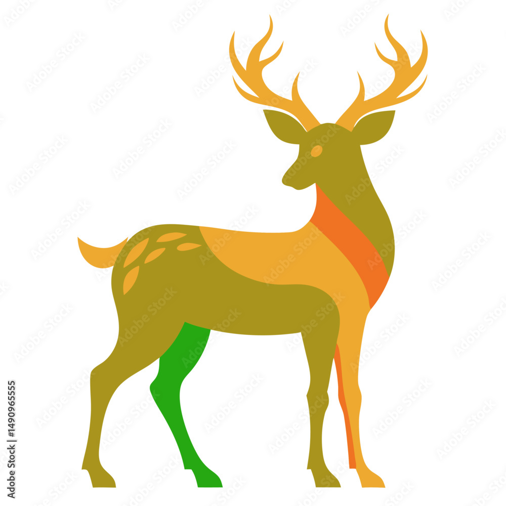 Fototapeta premium Majestic Colorful Deer Whisperer Vector Illustration