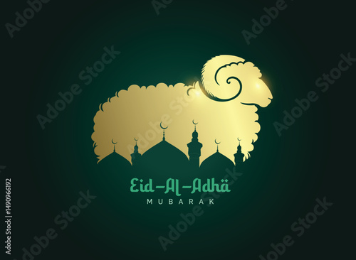 Eid-al-Adha Mubarak Islamic background template vector Illustration.