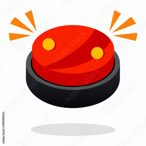 Red Emergency Button Icon, Isometric Style, Alert Signal