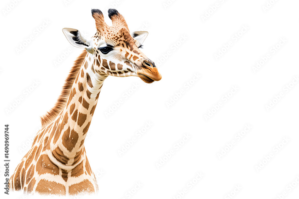 Fototapeta premium Giraffe portrait on white