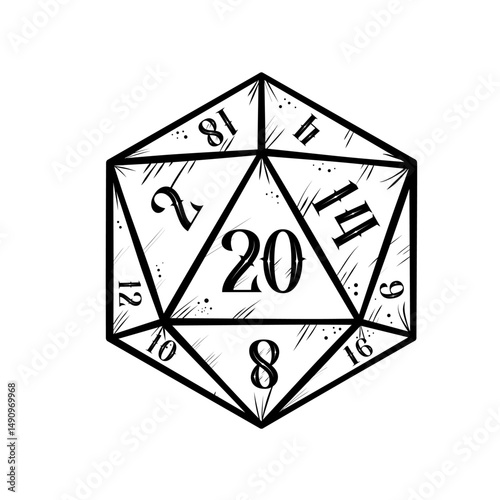 Vintage RPG d20 dice – vector illustration
