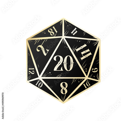Vintage RPG d20 dice – vector illustration