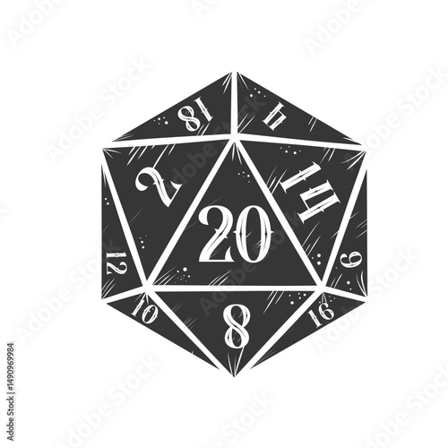 Vintage RPG d20 dice – vector illustration