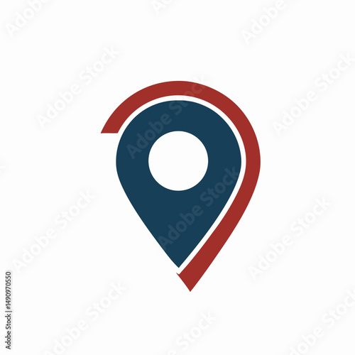 Location Pin Icon: Dark Blue & Red Map Pointer