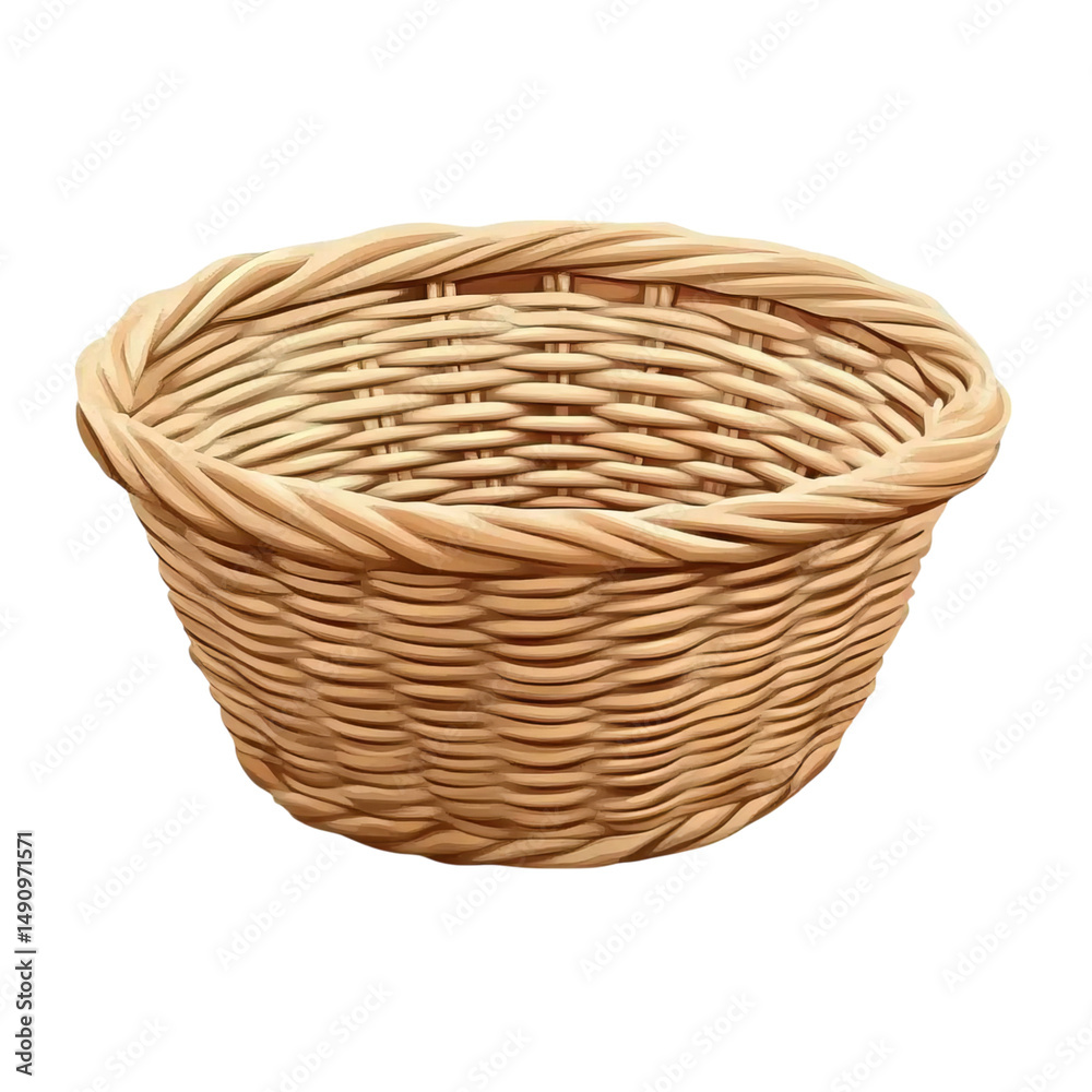 Fototapeta premium Wicker basket, isolated on a transparent background Png file format