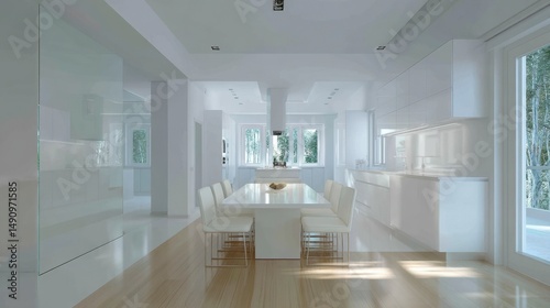 White modern dining room interior design