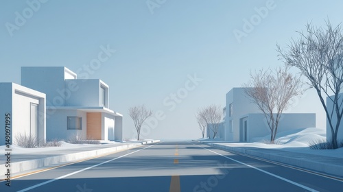 Winter residential street