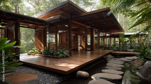 Wooden tropical home exterior design