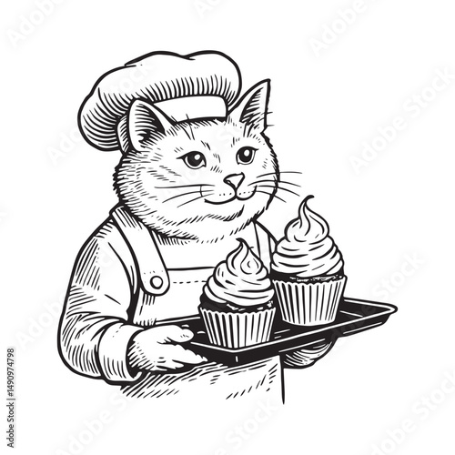 Cupcake Chef Cat