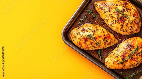 Roasted Chicken Breasts with Herbs in Baking Tray