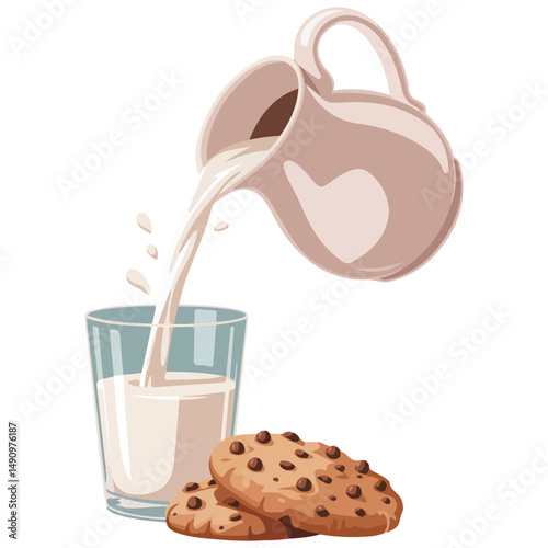 Splashing milk glass isolated vector illustration