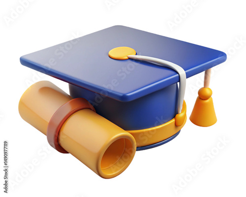 Cuadro en lienzo 3d graduation cap and diploma on transferring background
