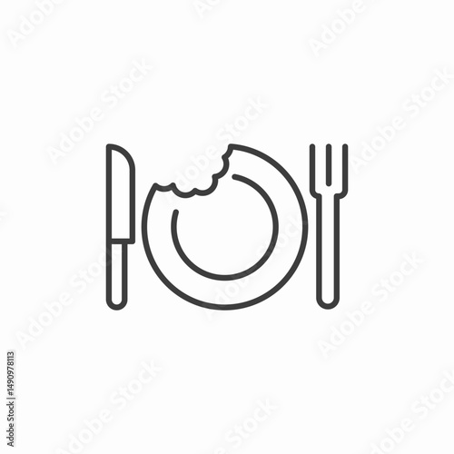 bitten plate utensils icon sign vector