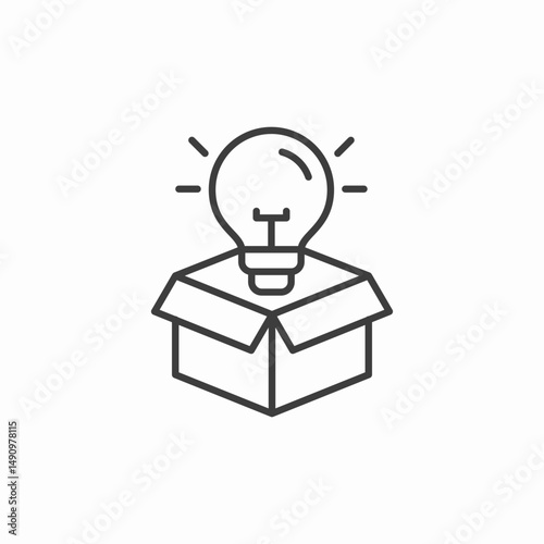 boxed light bulb surprise icon sign vector