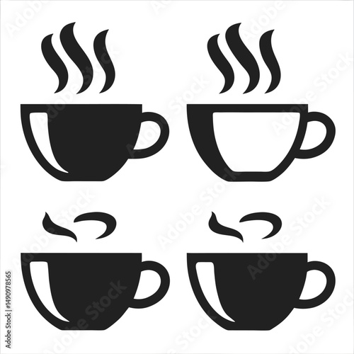 Coffee Cups Minimalist Vector Icon Set for Design