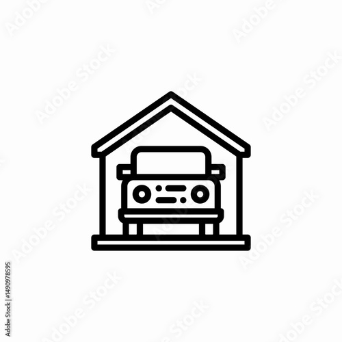 car in garage icon sign vector