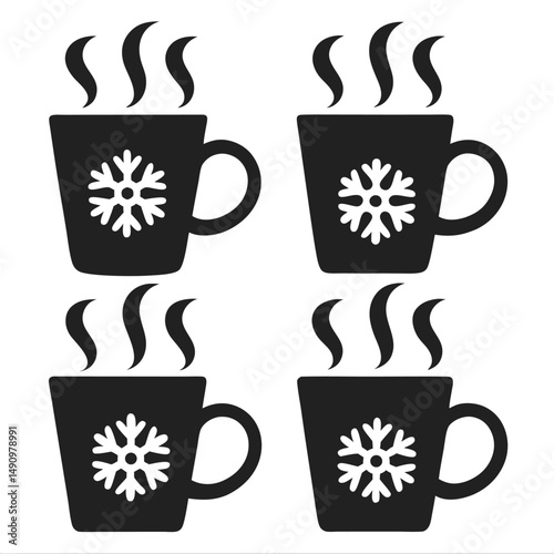 Modern Hot Chocolate Vector Icons for Winter Design
