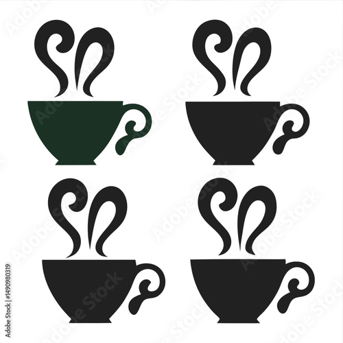 Elegant Tea Cups Vector Icons for Tea Brands