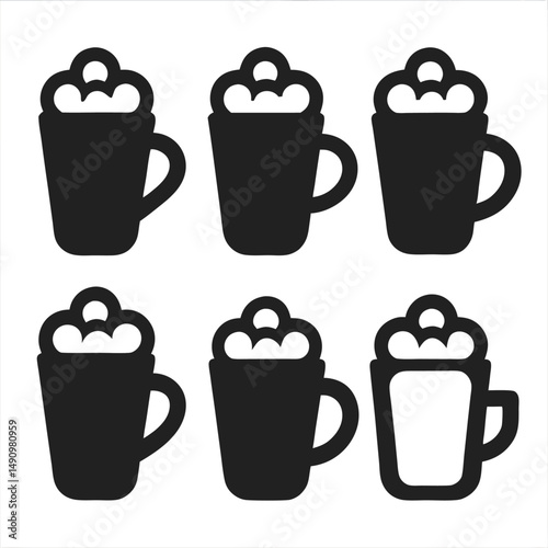 Stylish Hot Cocoa Vector Icons for UI Design