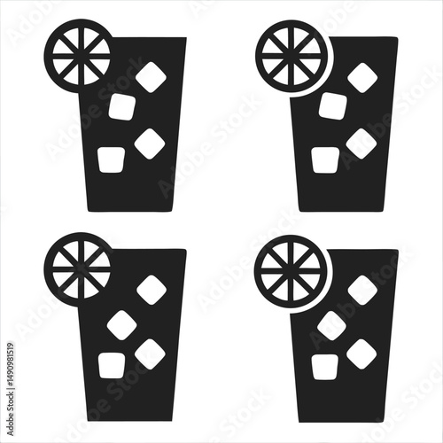 Vector Icon Set of Stylish Iced Tea for Design