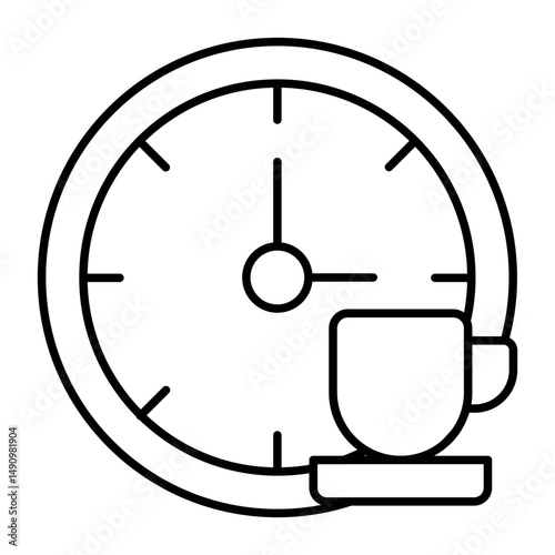 Coffee Break Time with Clock and Mug Icon Vector

