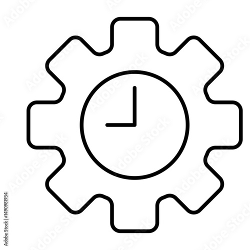 Gear with Clock Face for Time Settings Icon Vector
