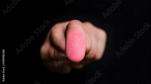 Close Up of a Pink Fingerprint on a Dark Background