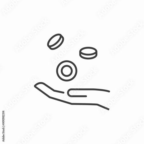hand catching coins icon sign vector