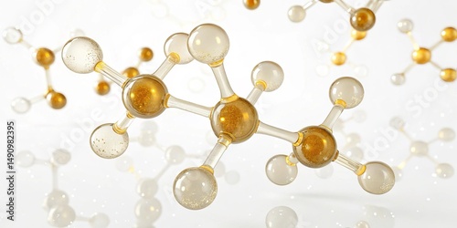 Fototapeta Naklejka Na Ścianę i Meble -  Elegant Molecular Aesthetics - 3D molecular visualization of glutathione showcasing its structure and properties in a floating design.