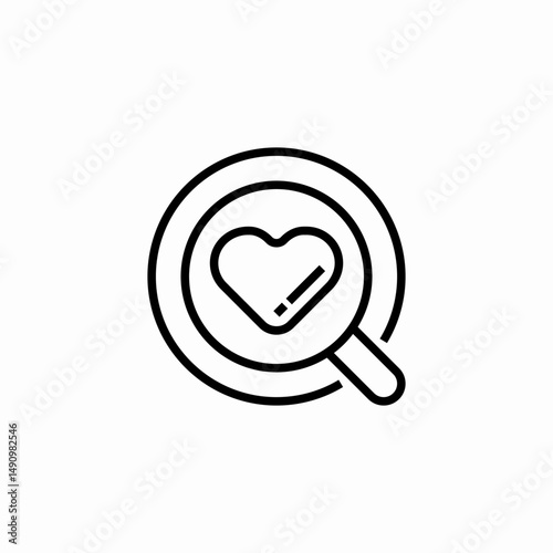 heart with magnifier icon sign vector
