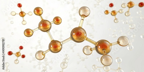 Elegant Molecular Aesthetics - 3D molecular visualization of lycopene displayed as a floating structure in an illustrative format, highlighting its scientific significance.