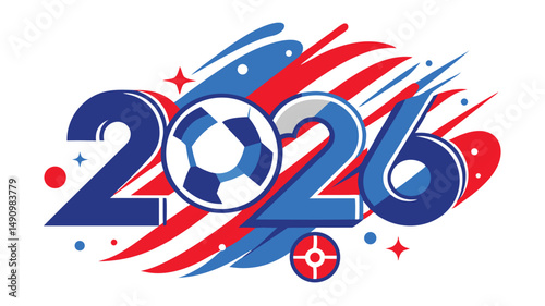 Soccer world cup 2026 design featuring a ball and stylized numbers on white