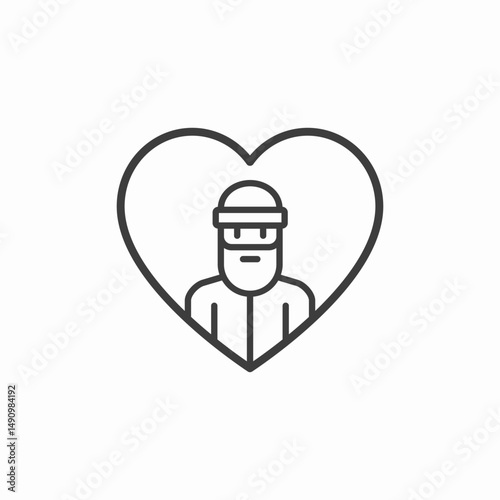 man in heart love icon sign vector