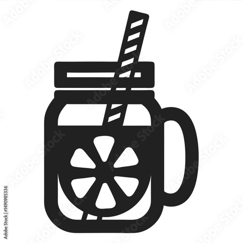 Vector Mason Jar with Handle and Fruit Infused Water