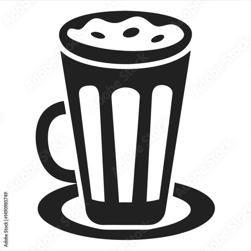 Chai Glass Minimal Icon with Froth and Saucer Design