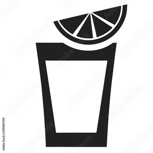 Tequila Shot Glass Minimalist with Lime Wedge Design