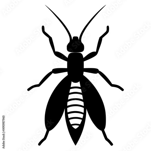 Black Silhouette of an Insect with Striped Abdomen