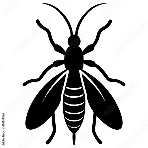 Black and White Silhouette of a Mosquito Icon