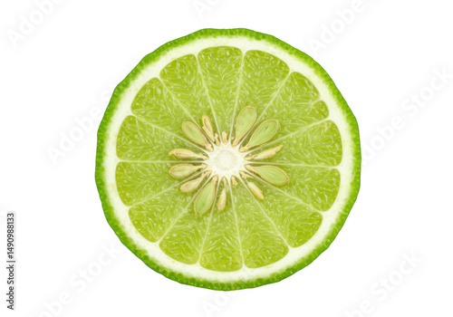 Bergamot citrus fruit slice isolated on transparent background
