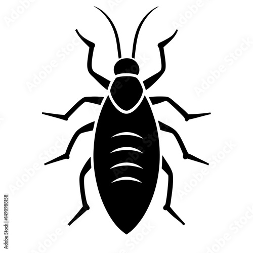Black Cockroach Silhouette Icon Pest Control Graphic