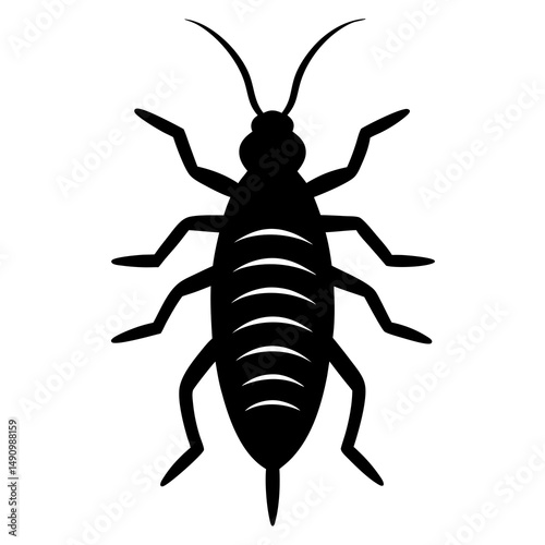 Black Silhouette of a Cockroach Insect Icon