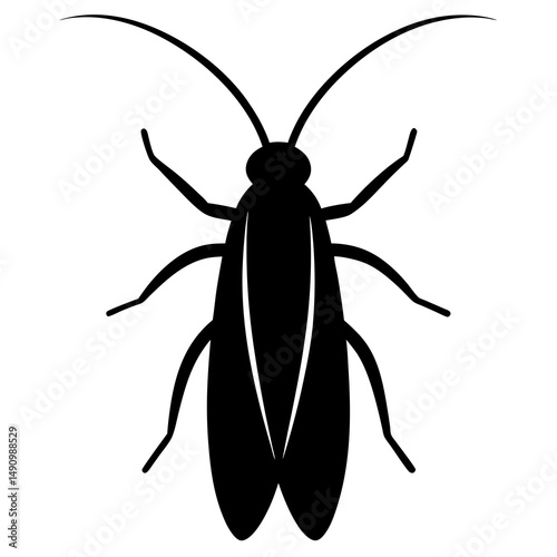 Black Silhouette of a Cockroach Insect Icon
