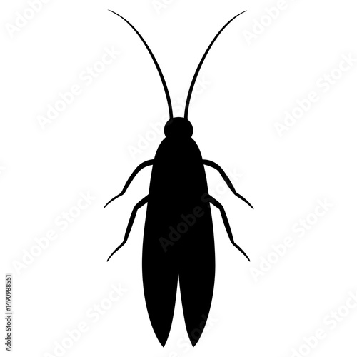 Black Silhouette of a Cockroach Insect Icon
