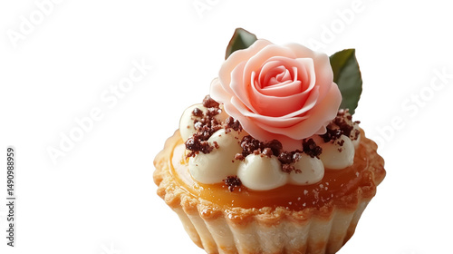 A dainty rose tart evokes romance and celebration perfect for Valentine s Day or an on transparent background