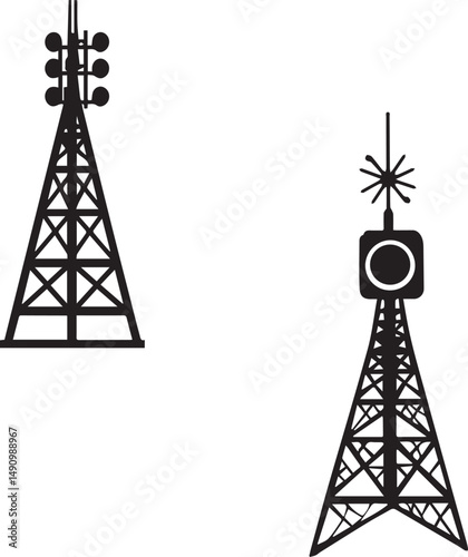 Silhouette of Radio Tower with freedom Symbol vector