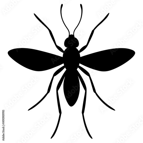 Black Silhouette of a Mosquito Insect Vector Illustration