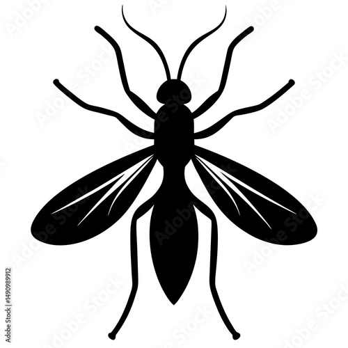 Black Silhouette of a Mosquito Top View Illustration