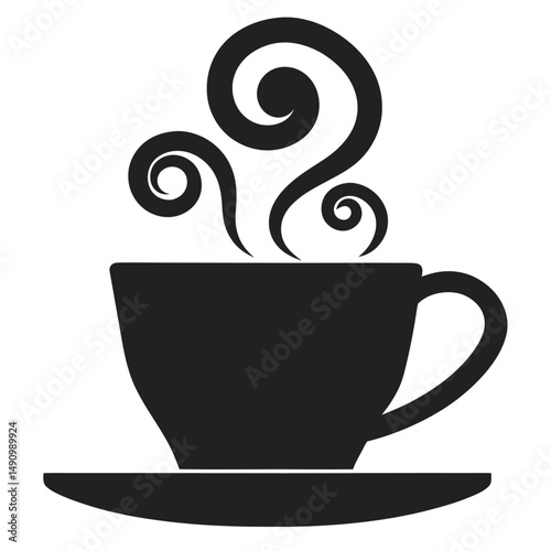 Steaming Espresso Cup Vector Icon with Saucer