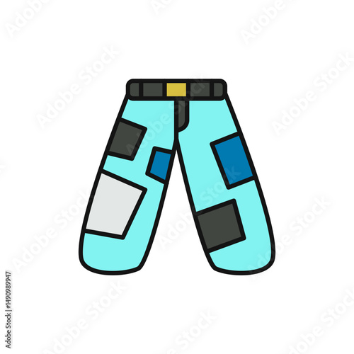 Patchwork Pants Icon, Creative and Diverse Design.