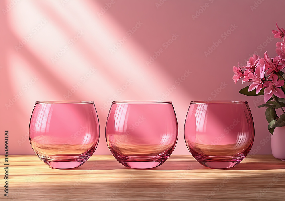 three identical glasses set
